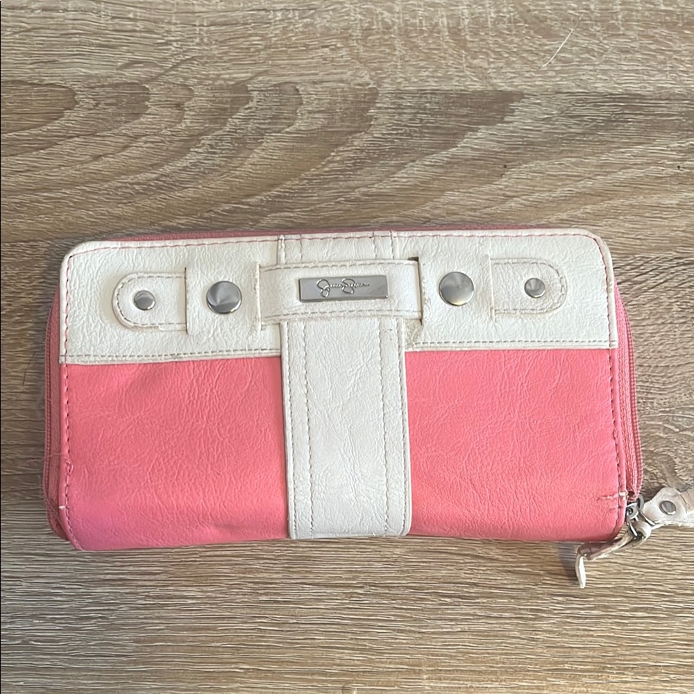 Pink and White Leather Wallet